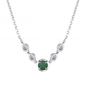 Серебряное колье АЛЬКОР с фианитом и агатом 06-3859/00АГ-00 фото