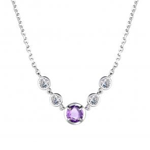 Серебряное колье АЛЬКОР с фианитом и аметистом 06-3859/00АМ-00 фото