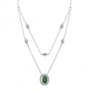 Серебряное колье АЛЬКОР с фианитом и агатом 06-3861/00АГ-00 фото