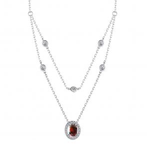 Серебряное колье АЛЬКОР с фианитом и гранатом 06-3861/00ГР-00 фото