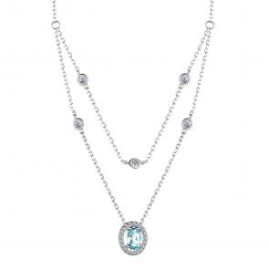 Серебряное колье АЛЬКОР с топазом и фианитом 06-3861/00ТБ-00 фото