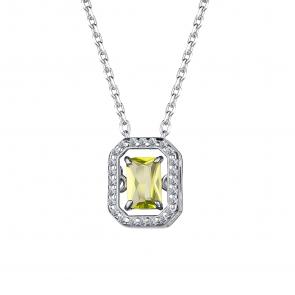 Серебряное колье АЛЬКОР с танцующим хризолитом и фианитом 06-3973/00ХР-00 фото