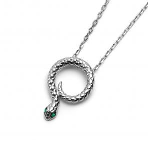 Серебряное колье Символ года Змея АЛЬКОР с фианитом 06-4318/0КЦ4-17 фото