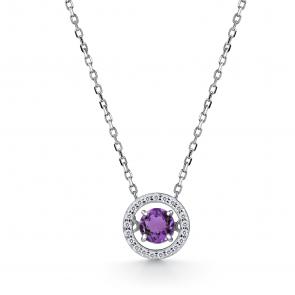 Серебряные серьги АЛЬКОР с танцующим аметистом и фианитом 06-4751/00АМ-00 фото