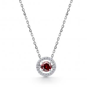 Серебряное колье АЛЬКОР с фианитом и гранатом 06-4751/00ГР-00 фото