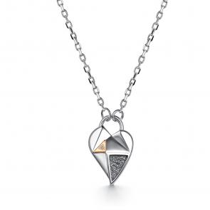 Серебряное колье АЛЬКОР с золотой накладкой и бриллиантом 06-5810/000Б-17 фото