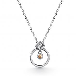 Серебряное колье АЛЬКОР с золотой накладкой и бриллиантом 06-5819/000Б-00 фото