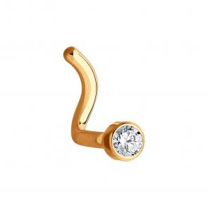 Золотой пирсинг в нос SOKOLOV с фианитом 060017 фото