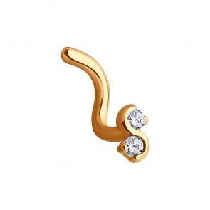 Золотой пирсинг в нос SOKOLOV с фианитом 060049 фото