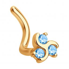 Золотой  пирсинг в нос SOKOLOV с фианитом 060106 фото