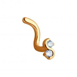 Золотой пирсинг в нос SOKOLOV с фианитом 060109 фото