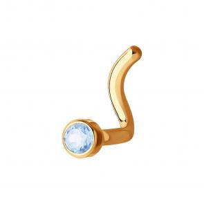 Золотой пирсинг в нос SOKOLOV с фианитом 060117 фото
