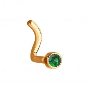 Золотой пирсинг в нос SOKOLOV с фианитом 060118 фото