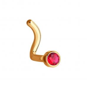Золотой пирсинг в нос SOKOLOV с рубиновым корундом 060119 фото