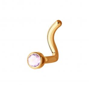 Золотой пирсинг в нос SOKOLOV с фианитом 060120 фото