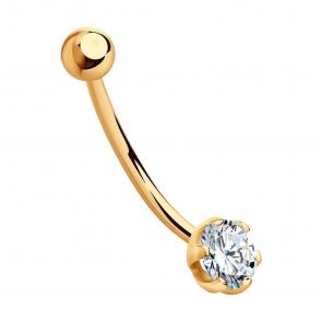 Золотой пирсинг в пупок SOKOLOV с фианитом 060139 фото