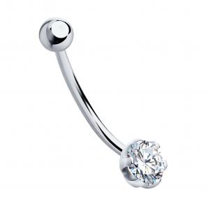 Пирсинг в пупок из белого золота SOKOLOV с фианитом 060140 фото