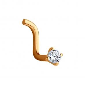 Золотой пирсинг в нос SOKOLOV с фианитом 060202 фото