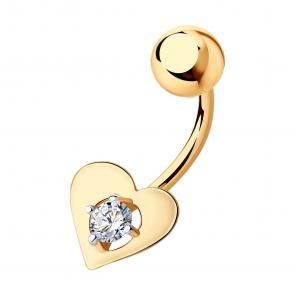 Золотой пирсинг в пупок SOKOLOV с фианитом 060209 фото