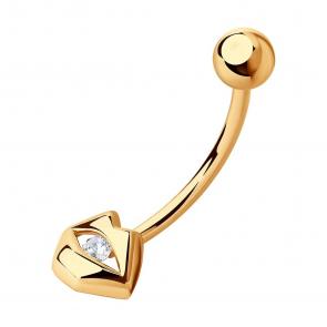 Золотой пирсинг в пупок SOKOLOV с фианитом 060217 фото