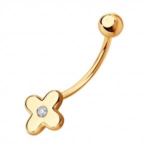 Золотой пирсинг в пупок SOKOLOV с фианитом 060219 фото