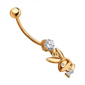 Золотой пирсинг в пупок SOKOLOV с фианитом 060221 фото