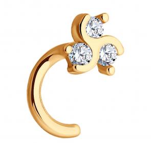 Золотой пирсинг в нос SOKOLOV с фианитом 060223 фото