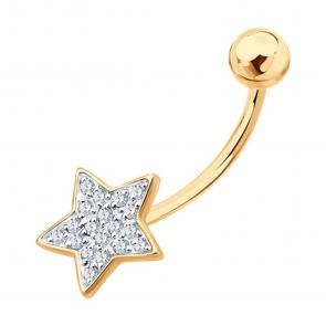 Золотой пирсинг в пупок SOKOLOV с фианитом 060231 фото