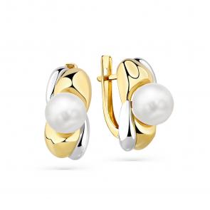 Серьги из лимонного золота Мастер Бриллиант с жемчугом 06M02-3-434-0500-021 фото