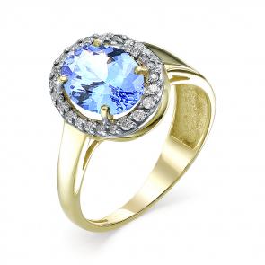 Кольцо из лимонного золота Мастер Бриллиант с бриллиантом и танзанитом 06M1-106-764-31 фото