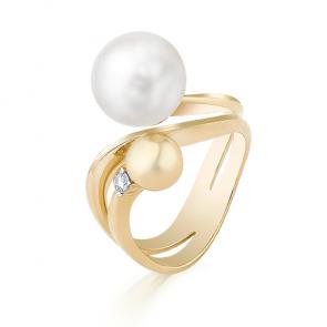 Кольцо из лимонного золота Мастер Бриллиант с бриллиантом и жемчугом 06M1-106-940-21 фото