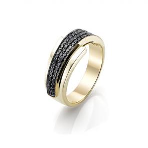 Кольцо из лимонного золота Мастер Бриллиант с чёрным бриллиантом 06M1-107-054 фото