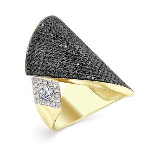 Кольцо из лимонного золота Мастер Бриллиант с бриллиантом и чёрным бриллиантом 06M1-107-124 фото