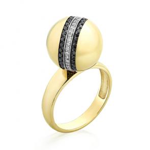 Кольцо из лимонного золота Мастер Бриллиант с бриллиантом и чёрным бриллиантом 06M1-107-187 фото