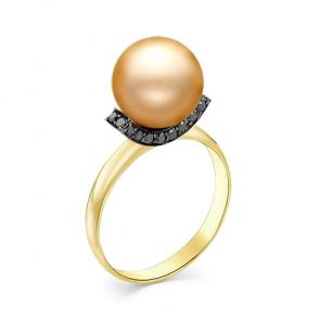 Кольцо из лимонного золота Мастер Бриллиант с бриллиантом и жемчугом 06M1-107-314-22 фото