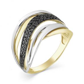 Кольцо из лимонного золота Мастер Бриллиант с чёрным бриллиантом 06M1-107-350-48 фото