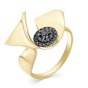 Кольцо из лимонного золота Мастер Бриллиант с чёрным бриллиантом 06M1-107-352-48 фото