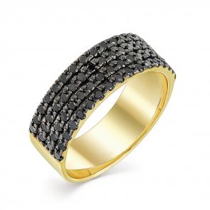 Кольцо из лимонного золота Мастер Бриллиант с чёрным бриллиантом 06M1-107-529-48 фото
