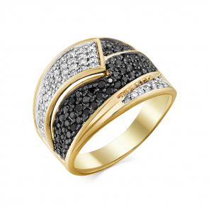 Кольцо из лимонного золота Мастер Бриллиант с бриллиантом и чёрным бриллиантом 06M1-107-750-55 фото