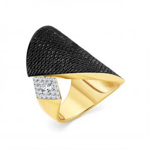 Кольцо из лимонного золота Мастер Бриллиант с бриллиантом и чёрным бриллиантом 06M1-307124-00-55 фото