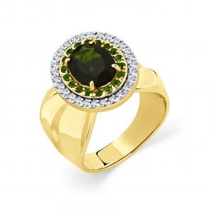 Кольцо из лимонного золота Мастер Бриллиант с бриллиантом и хромдиопсидом 06M1-307143-03-37 фото
