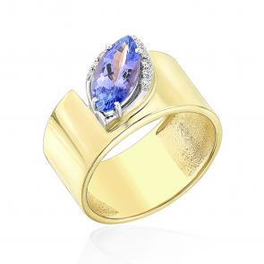 Кольцо из лимонного золота Мастер Бриллиант с бриллиантом и танзанитом 06M1-307343-01-31 фото