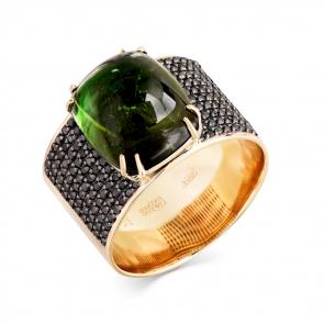 Кольцо из лимонного золота Мастер Бриллиант с турмалином и чёрным бриллиантом 06M1-307760-01-55 фото