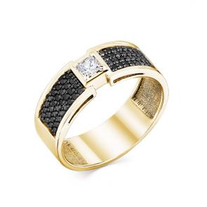 Кольцо из лимонного золота Мастер Бриллиант с бриллиантом и чёрным бриллиантом 06M1-307780-00-55 фото