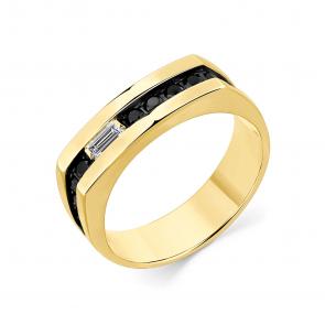 Кольцо из лимонного золота Мастер Бриллиант с бриллиантом и чёрным бриллиантом 06M1-307814-00-55 фото