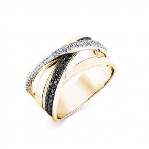 Кольцо из лимонного золота Мастер Бриллиант с бриллиантом и чёрным бриллиантом 06M1-307850-00-55 фото