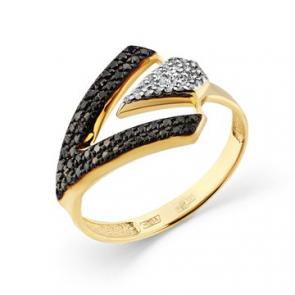 Кольцо из лимонного золота Мастер Бриллиант с бриллиантом и чёрным бриллиантом 06M1-307901-00-55 фото