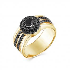 Кольцо из лимонного золота Мастер Бриллиант с чёрным бриллиантом 06M1-307903-00-48 фото