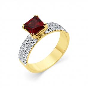 Кольцо из лимонного золота Мастер Бриллиант с бриллиантом и родолитом 06M1-307938-00-33 фото