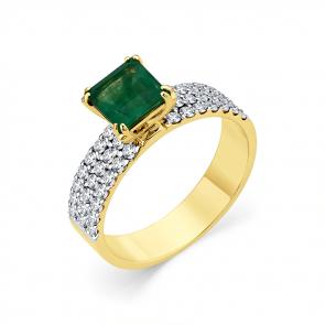 Кольцо из лимонного золота Мастер Бриллиант с бриллиантом и изумрудом 06M1-307938-01-01 фото